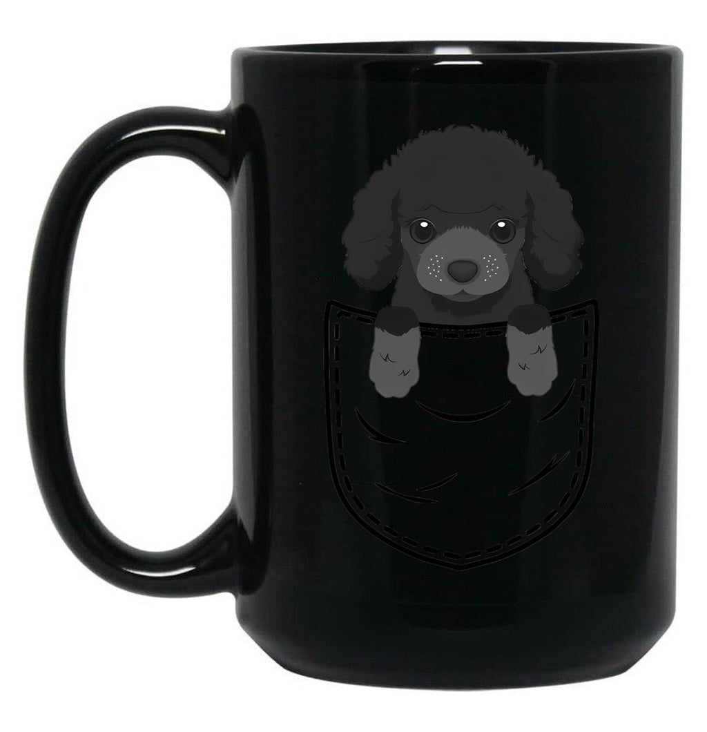 Cute Poodle Dog In Pocket Black Coffee Mug, Gift Coffee Mug