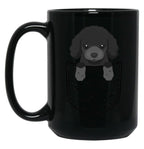 Cute Poodle Dog In Pocket Black Coffee Mug, Gift Coffee Mug