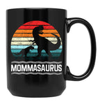 Cute Protective Mom Mommasaurus W Baby T-Rex Black Coffee Mug, Gift Coffee Mug