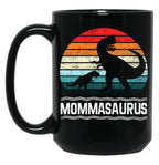 Cute Protective Mom Mommasaurus W Baby T-Rex Black Coffee Mug, Gift Coffee Mug