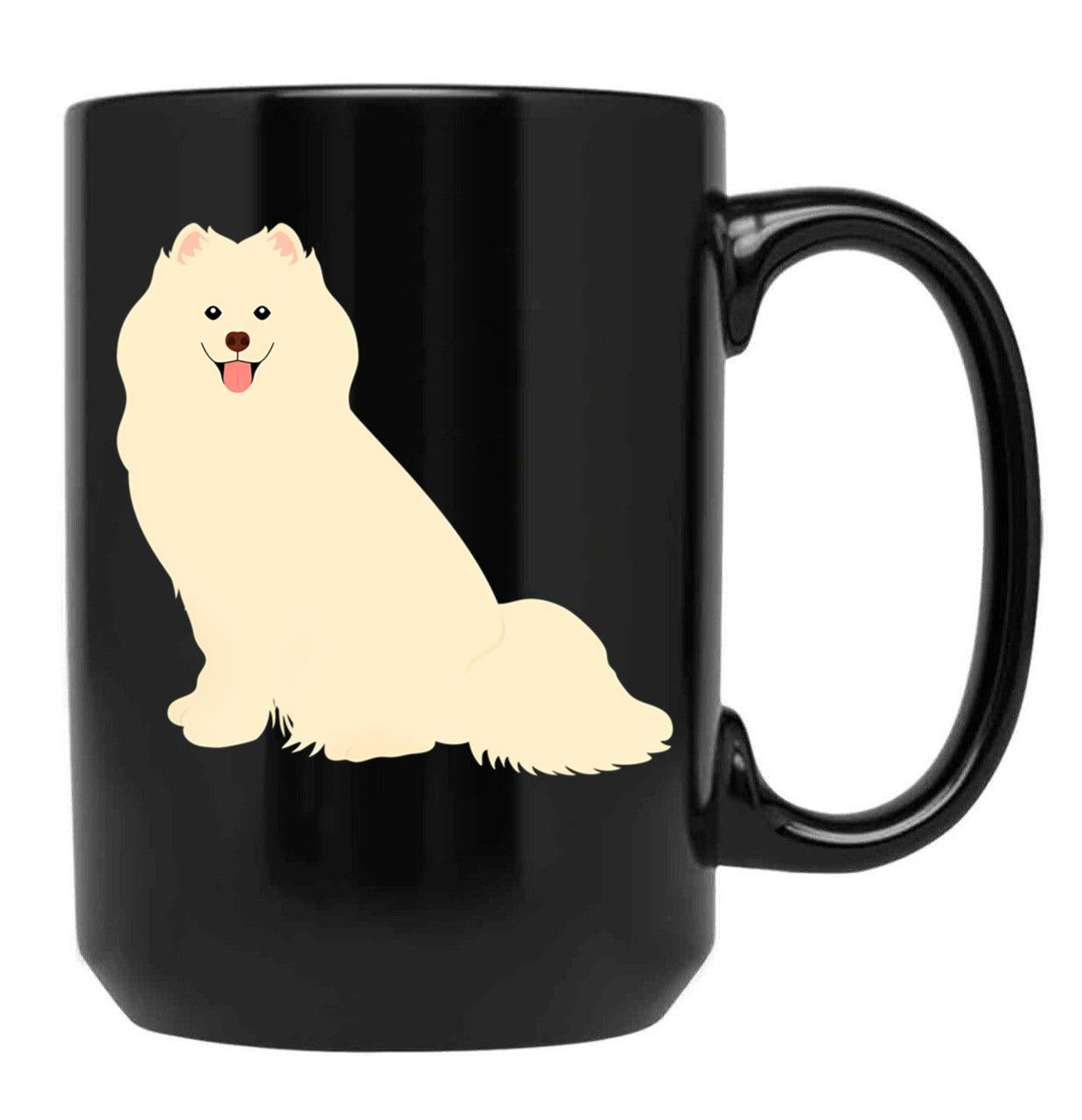 Cute Samoyed Dog Black Coffee Mug, Gift Coffee Mug