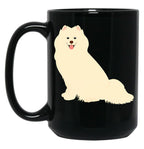 Cute Samoyed Dog Black Coffee Mug, Gift Coffee Mug