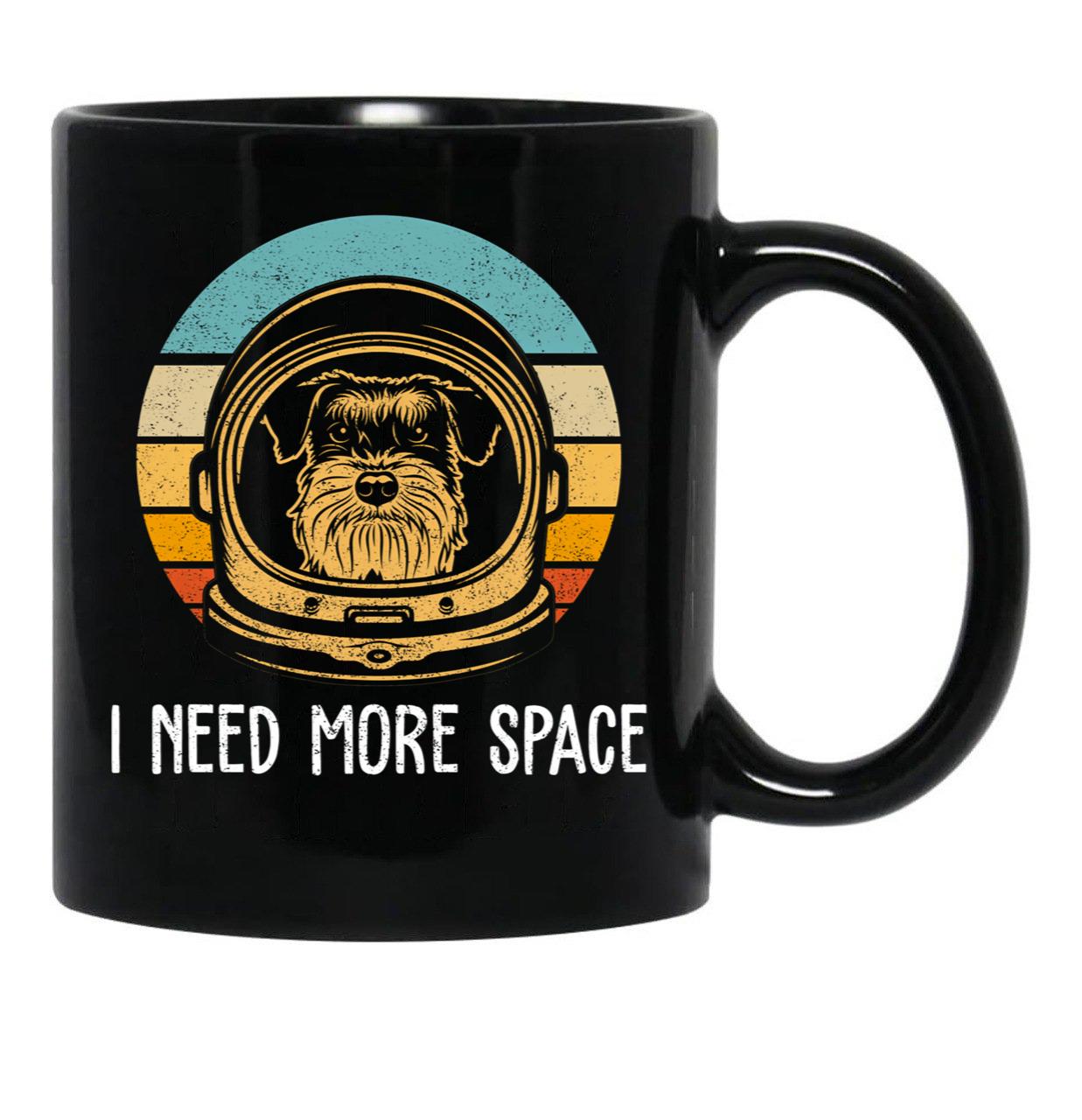Cute Schnauzer Astronaut - Funny Schnauzer Black Coffee Mug, Gift Coffee Mug - Black