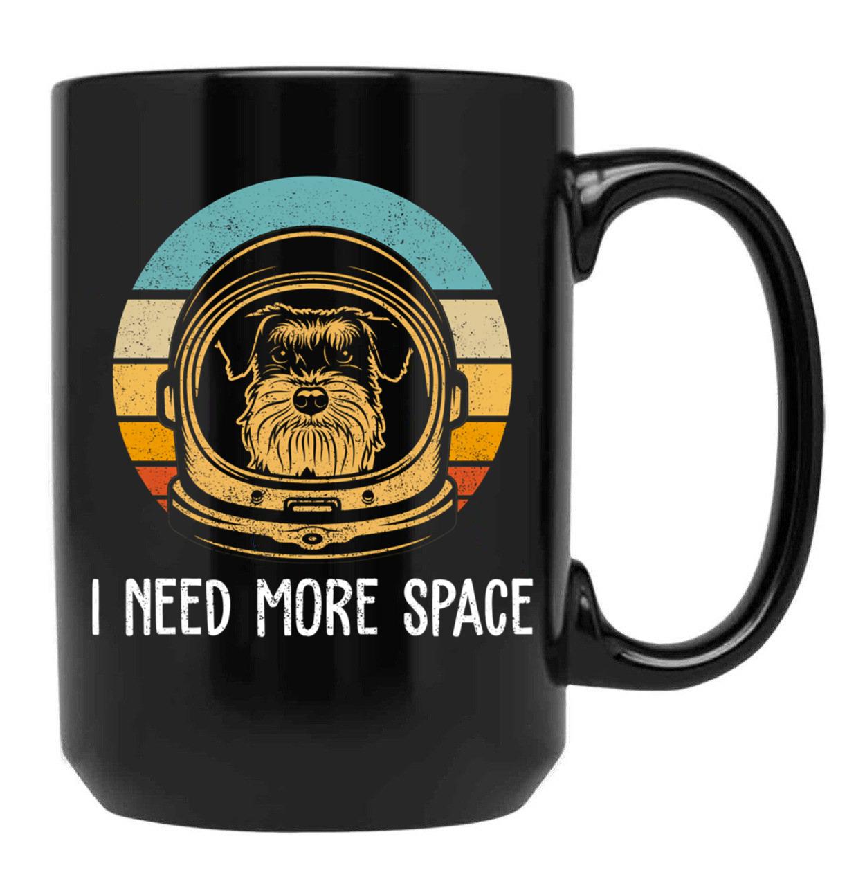 Cute Schnauzer Astronaut - Funny Schnauzer Black Coffee Mug, Gift Coffee Mug