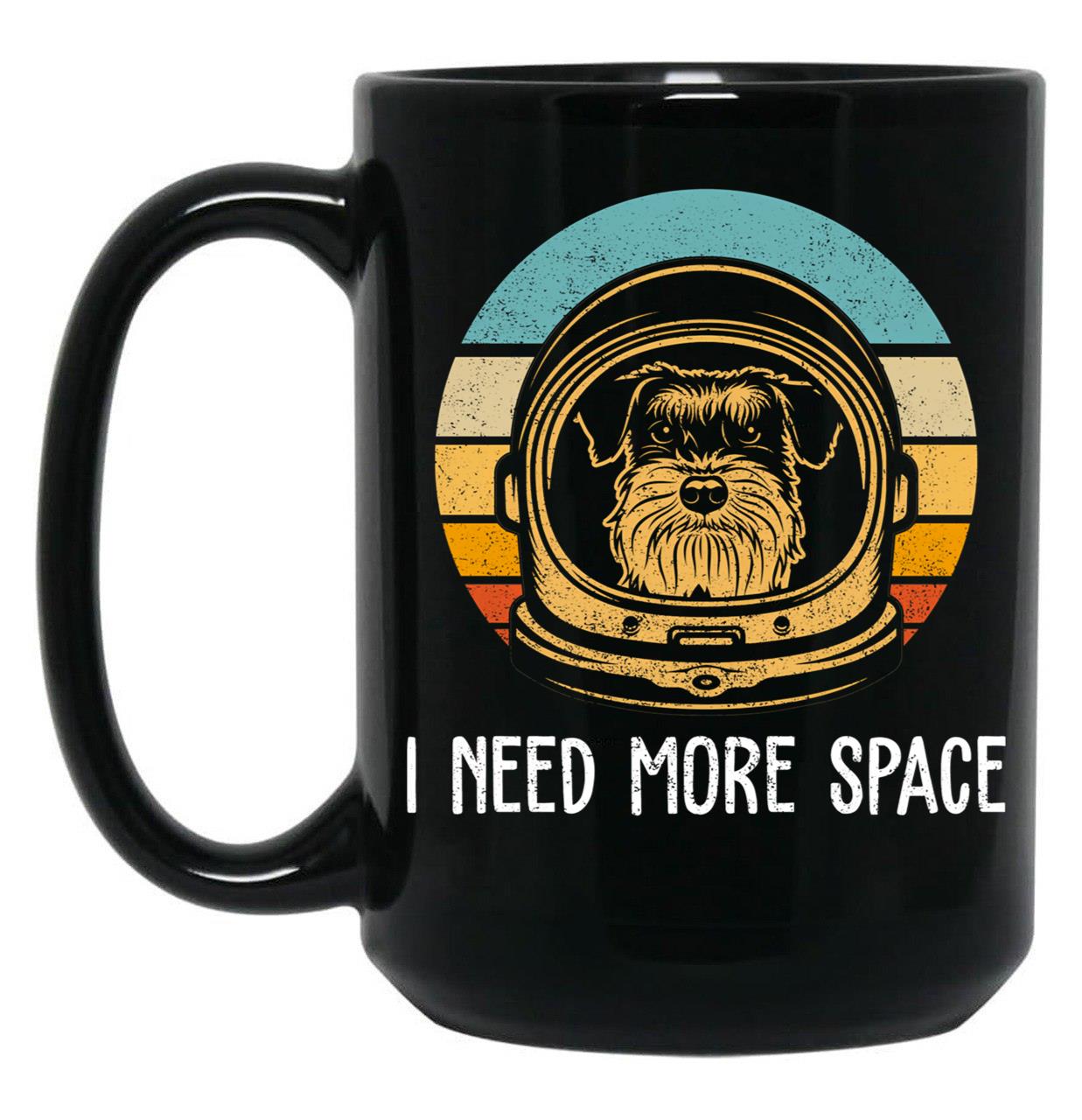 Cute Schnauzer Astronaut - Funny Schnauzer Black Coffee Mug, Gift Coffee Mug