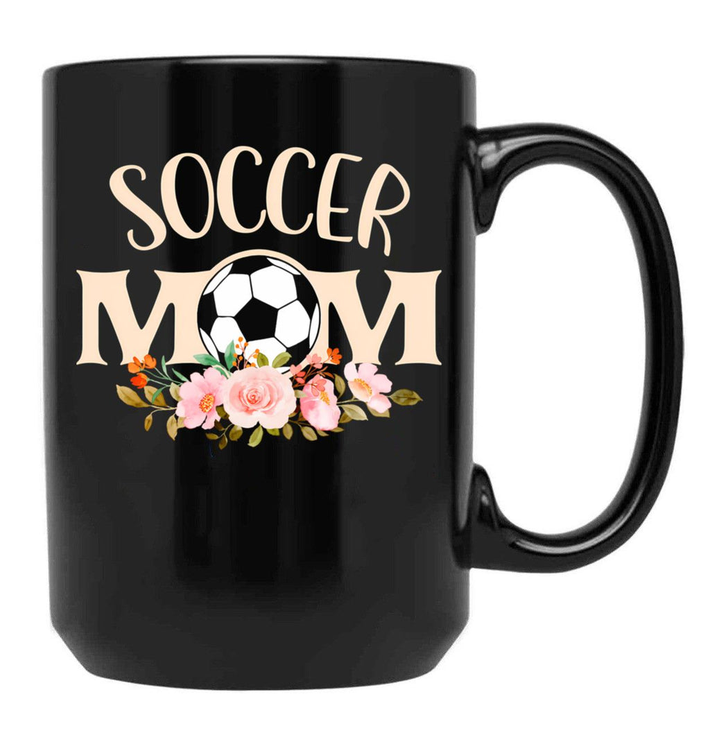 Cute Soccer Mom Floral Beuauty Gift For Women Teen Girls Kid Soccer Lover Costume Black Coffee Mug, Gift Coffee Mug