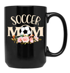 Cute Soccer Mom Floral Beuauty Gift For Women Teen Girls Kid Soccer Lover Costume Black Coffee Mug, Gift Coffee Mug
