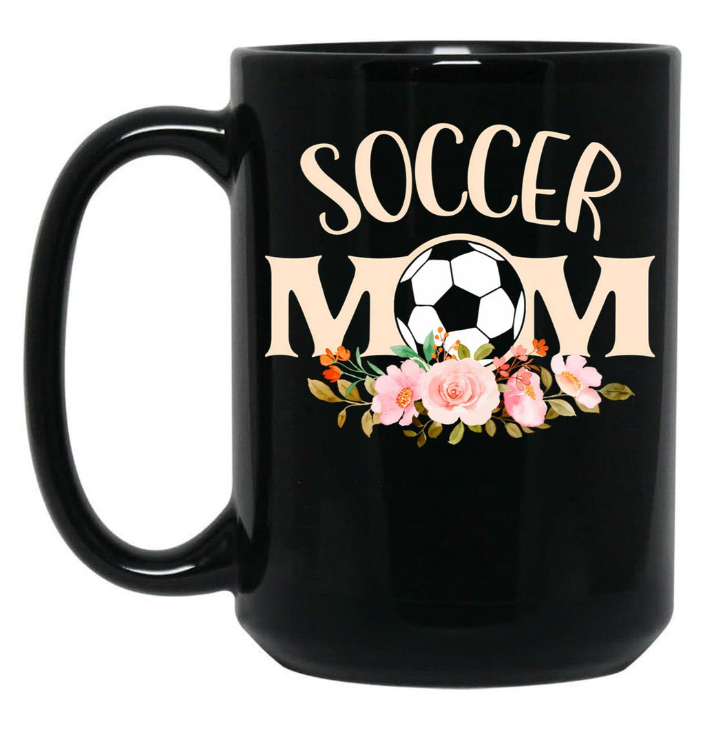 Cute Soccer Mom Floral Beuauty Gift For Women Teen Girls Kid Soccer Lover Costume Black Coffee Mug, Gift Coffee Mug