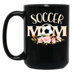 Cute Soccer Mom Floral Beuauty Gift For Women Teen Girls Kid Soccer Lover Costume Black Coffee Mug, Gift Coffee Mug