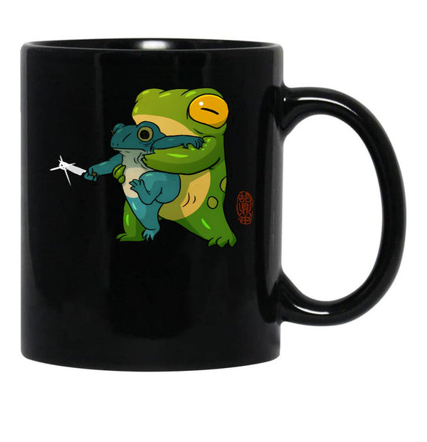 Cute Stabby Frog Being Held Back Let It Go Bro Artwork Asian Style Black Coffee Mug, Gift Coffee Mug - Black