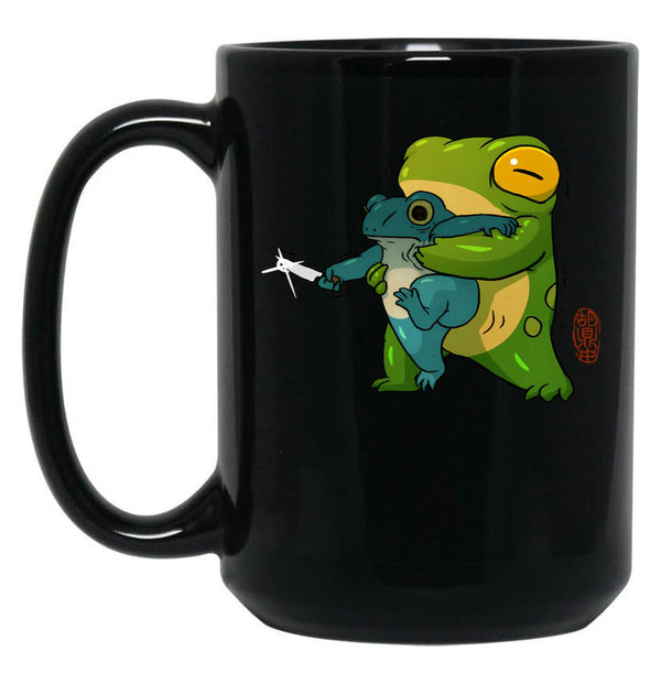 Cute Stabby Frog Being Held Back Let It Go Bro Artwork Asian Style Black Coffee Mug, Gift Coffee Mug - Black