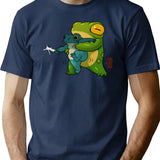 Cute Stabby Frog Being Held Back Let It Go Bro Artwork Asian Style Premium Heavyweight Cotton T-Shirt - Navy