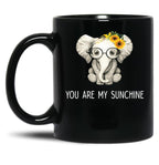 Cute Sunflower Elephant You Are My Sunshine Sunflower Black Coffee Mug