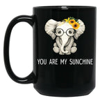 Cute Sunflower Elephant You Are My Sunshine Sunflower Black Coffee Mug