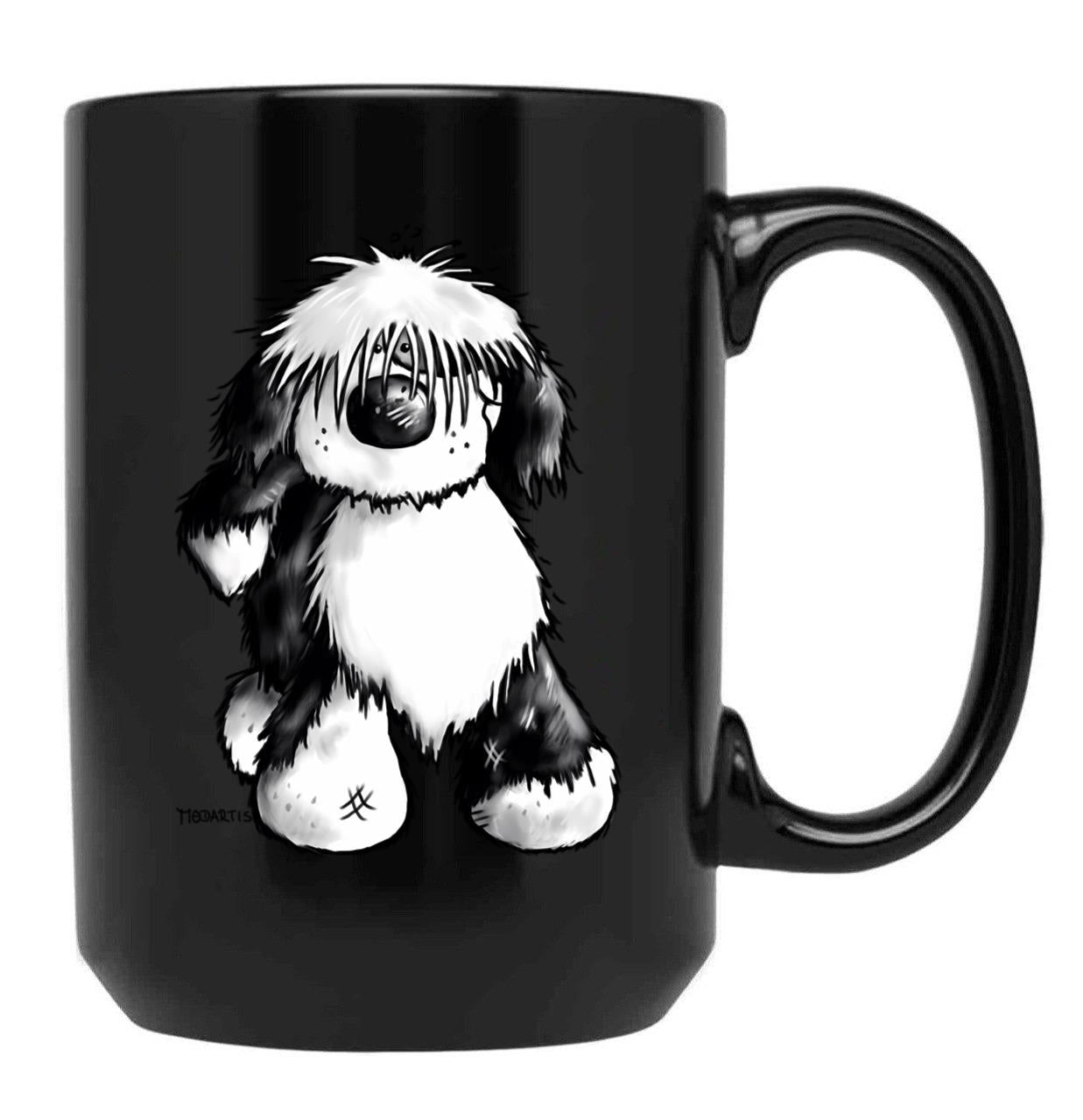 Cute Tibetan Terrier Black Coffee Mug, Gift Coffee Mug