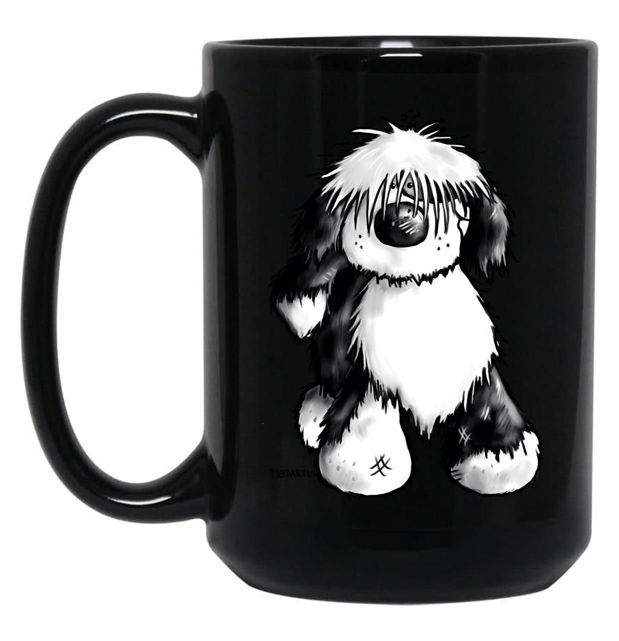 Cute Tibetan Terrier Black Coffee Mug, Gift Coffee Mug