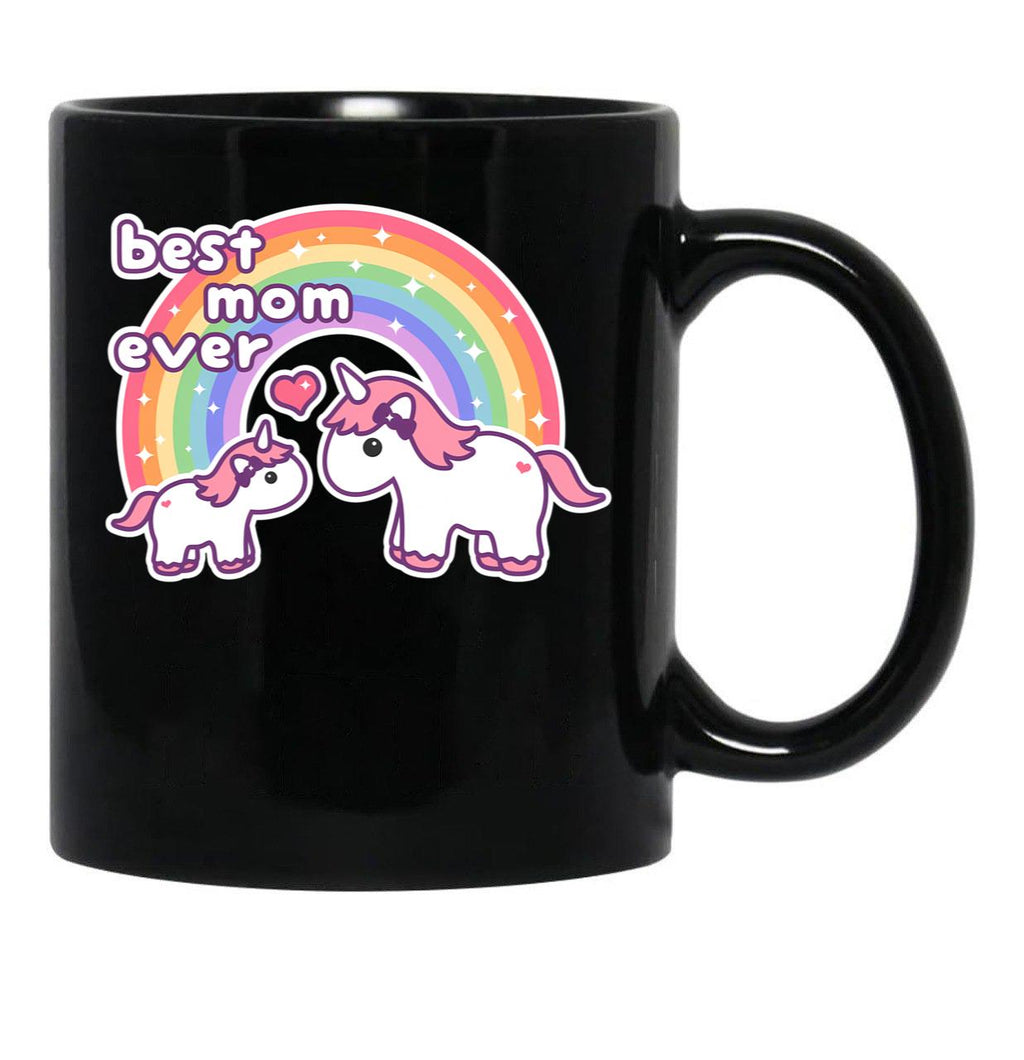 Cute Unicorn Mom Black Coffee Mug, Gift Coffee Mug - Black