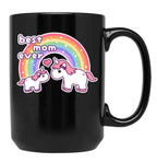 Cute Unicorn Mom Black Coffee Mug, Gift Coffee Mug