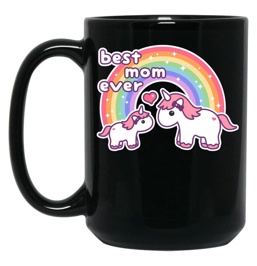 Cute Unicorn Mom Black Coffee Mug, Gift Coffee Mug