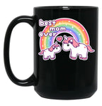 Cute Unicorn Mom Black Coffee Mug, Gift Coffee Mug