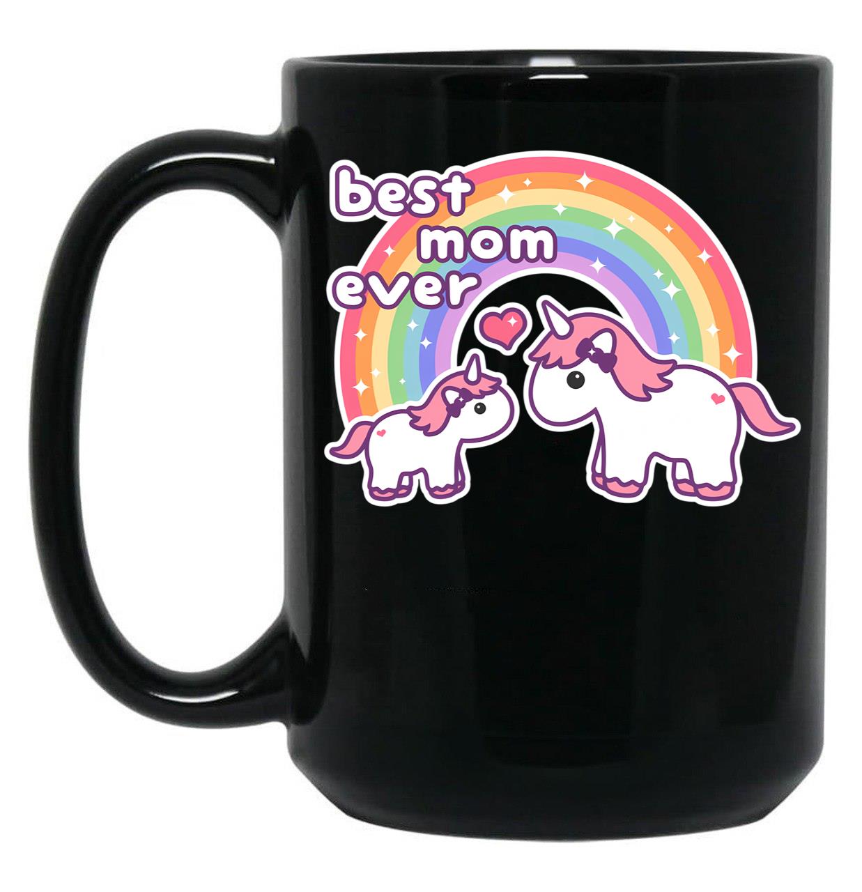 Cute Unicorn Mom Black Coffee Mug, Gift Coffee Mug