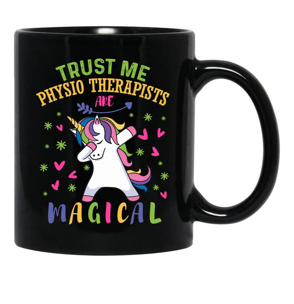 Cute Unicorn Physio Therapist Gift Black Coffee Mug, Gift Coffee Mug - Black
