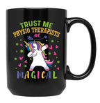 Cute Unicorn Physio Therapist Gift Black Coffee Mug, Gift Coffee Mug