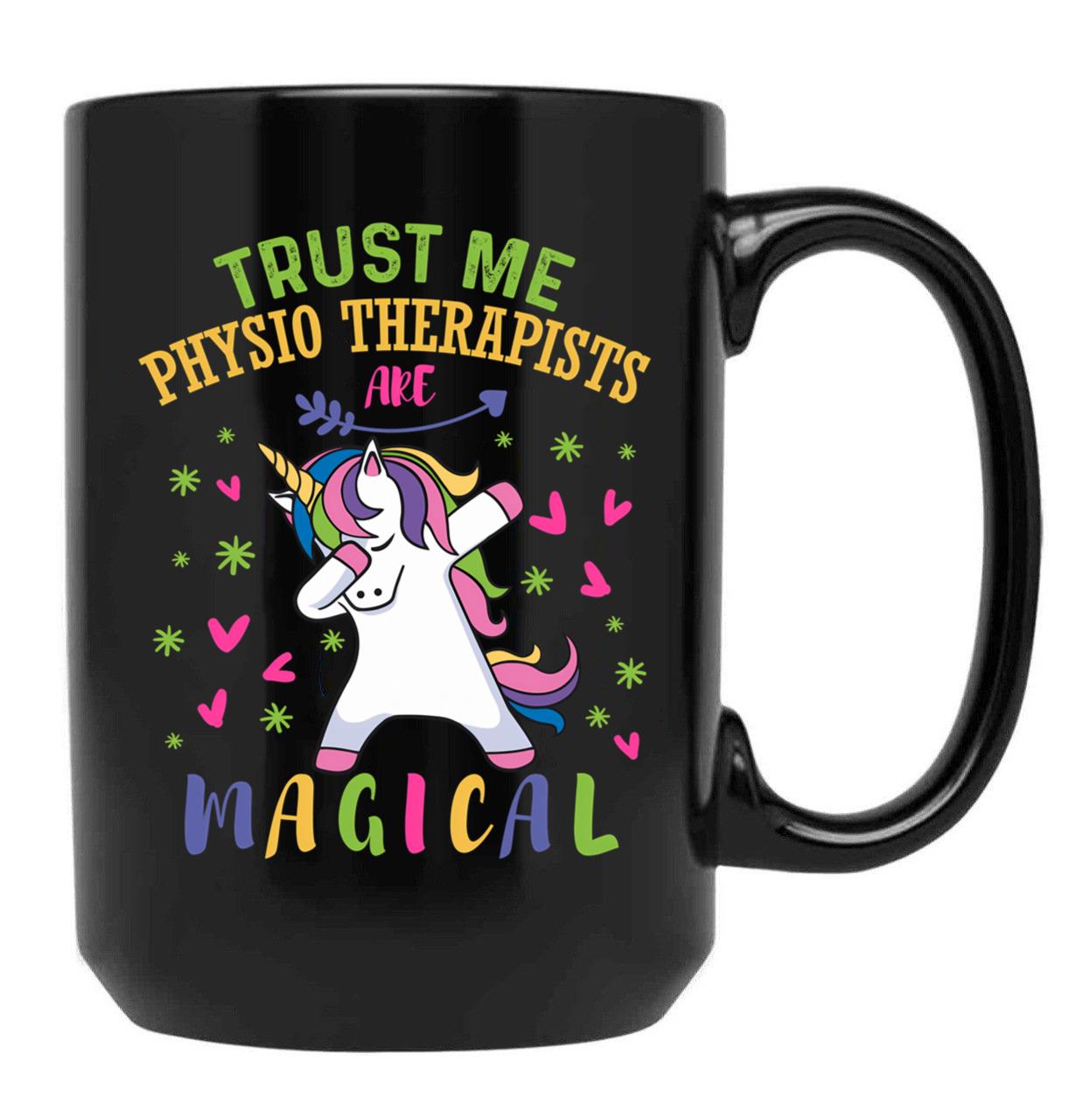 Cute Unicorn Physio Therapist Gift Black Coffee Mug, Gift Coffee Mug