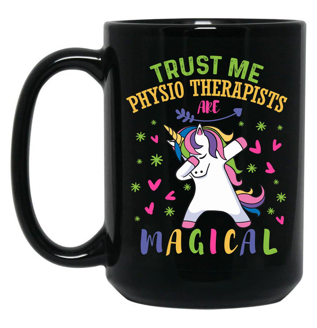 Cute Unicorn Physio Therapist Gift Black Coffee Mug, Gift Coffee Mug