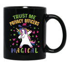 Cute Unicorn Privacy Officer Gift Black Coffee Mug, Gift Coffee Mug - Black