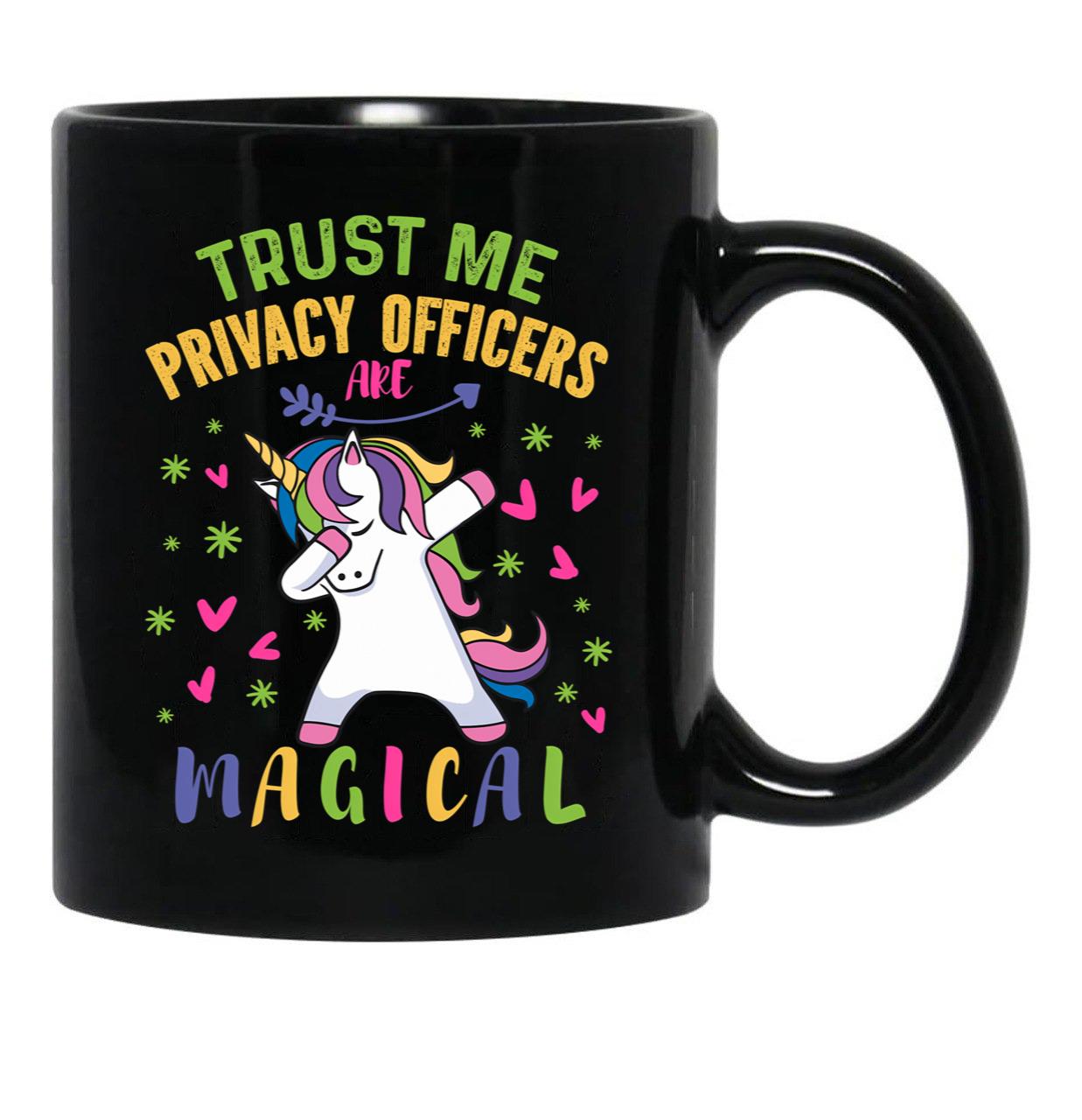 Cute Unicorn Privacy Officer Gift Black Coffee Mug, Gift Coffee Mug - Black