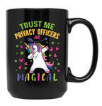 Cute Unicorn Privacy Officer Gift Black Coffee Mug, Gift Coffee Mug