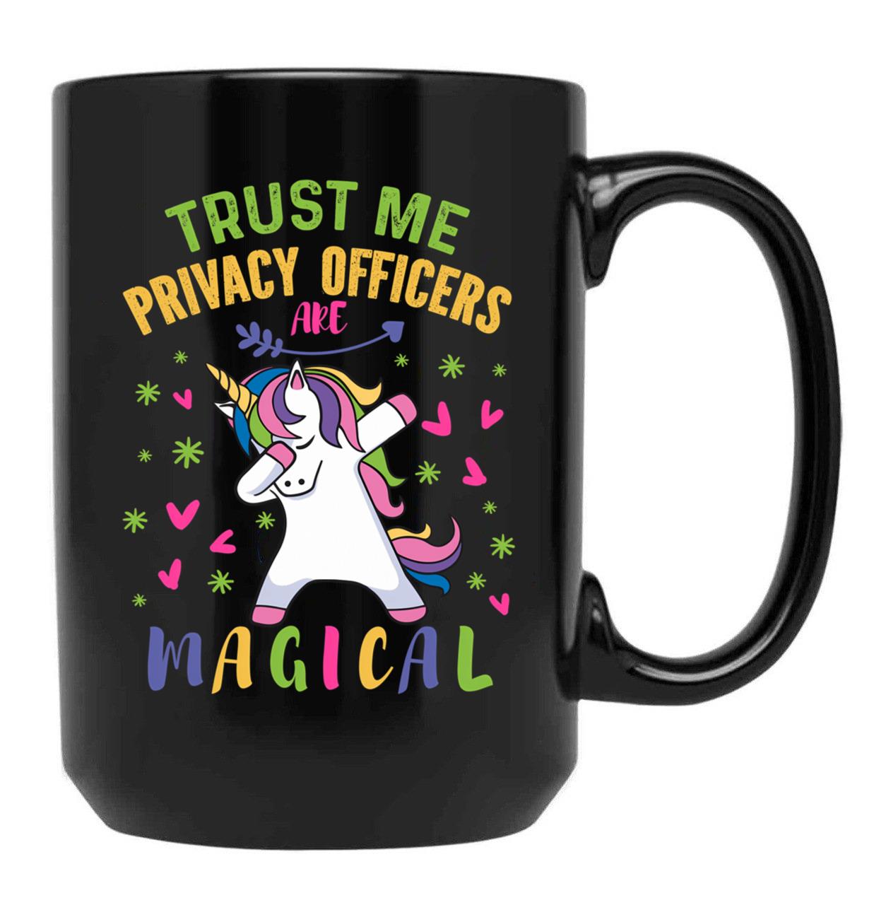 Cute Unicorn Privacy Officer Gift Black Coffee Mug, Gift Coffee Mug