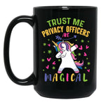 Cute Unicorn Privacy Officer Gift Black Coffee Mug, Gift Coffee Mug