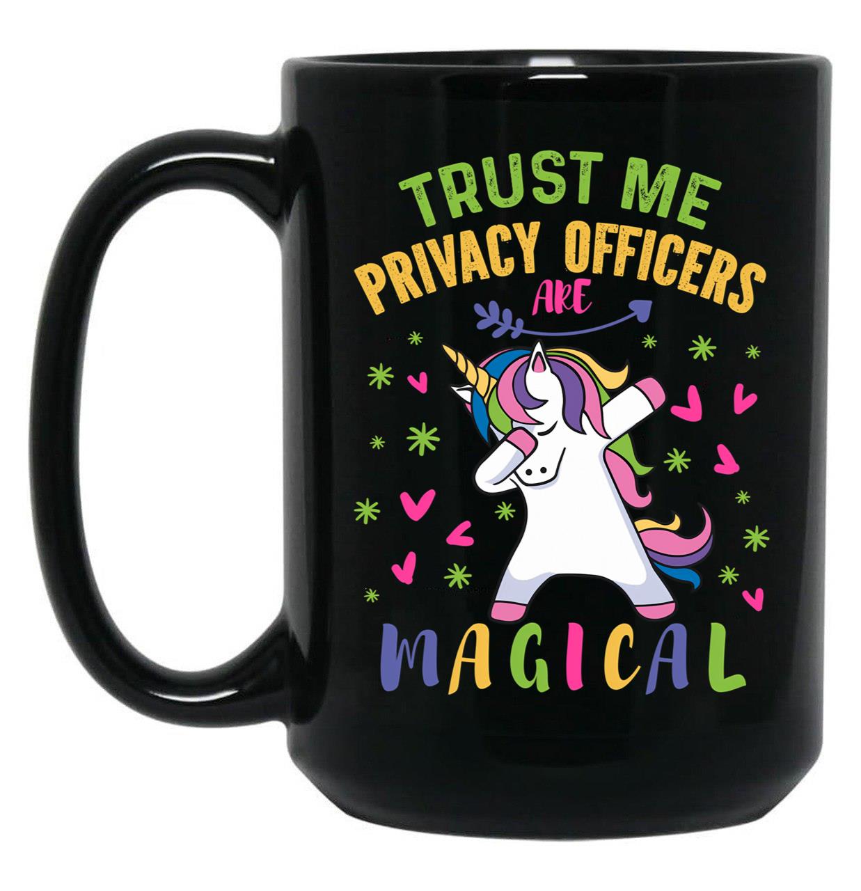 Cute Unicorn Privacy Officer Gift Black Coffee Mug, Gift Coffee Mug