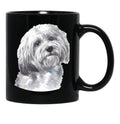 Cute White Havanese Watercolor Art Black Coffee Mug, Gift Coffee Mug - Black