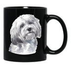Cute White Havanese Watercolor Art Black Coffee Mug, Gift Coffee Mug - Black
