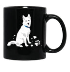 Cute White Siberian Husky - Sweet White Snow Dog Black Coffee Mug, Gift Coffee Mug - Black