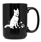Cute White Siberian Husky - Sweet White Snow Dog Black Coffee Mug, Gift Coffee Mug