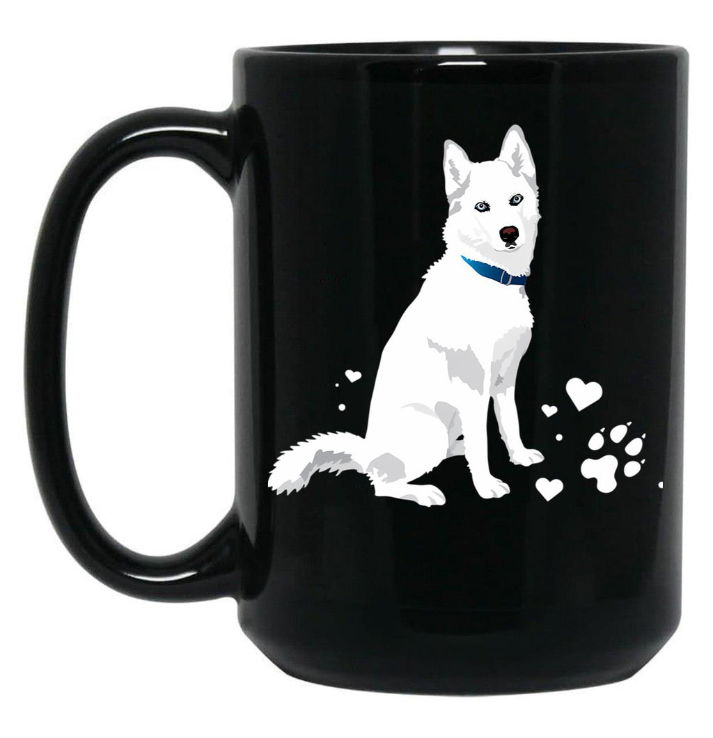 Cute White Siberian Husky - Sweet White Snow Dog Black Coffee Mug, Gift Coffee Mug