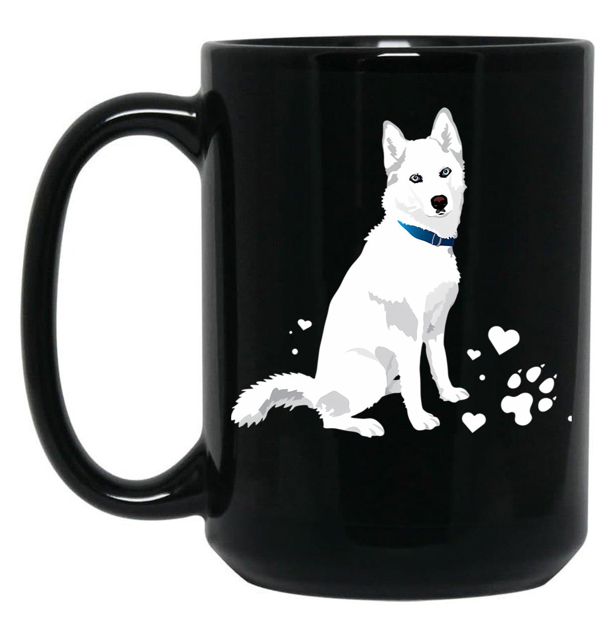 Cute White Siberian Husky - Sweet White Snow Dog Black Coffee Mug, Gift Coffee Mug