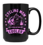 Cycling Mom Like A Regular Mom But Cooler Cyclist Funny Bicyclist Black Coffee Mug, Gift Coffee Mug