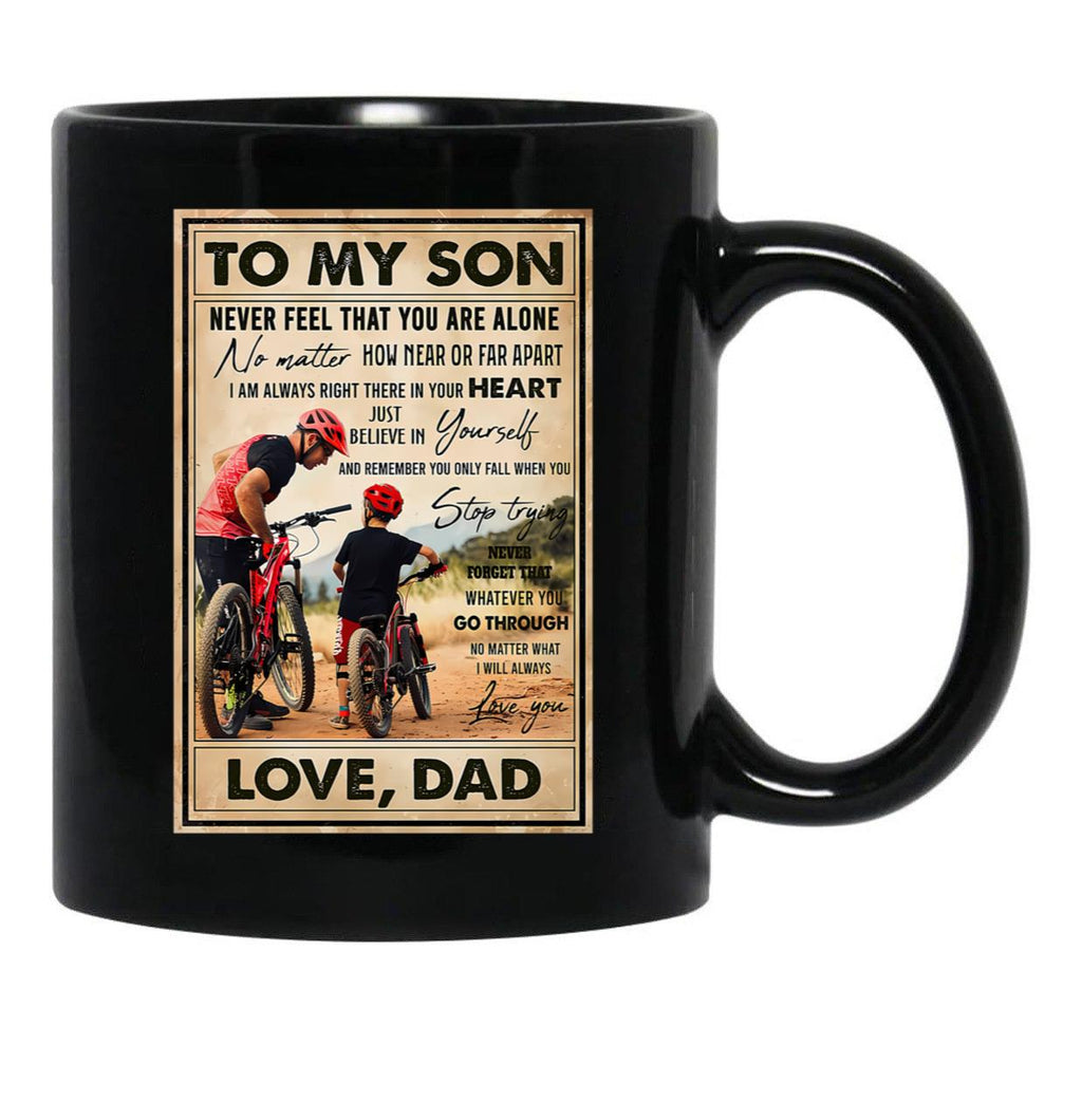Cycling Son And Dad Art Black Coffee Mug - Black