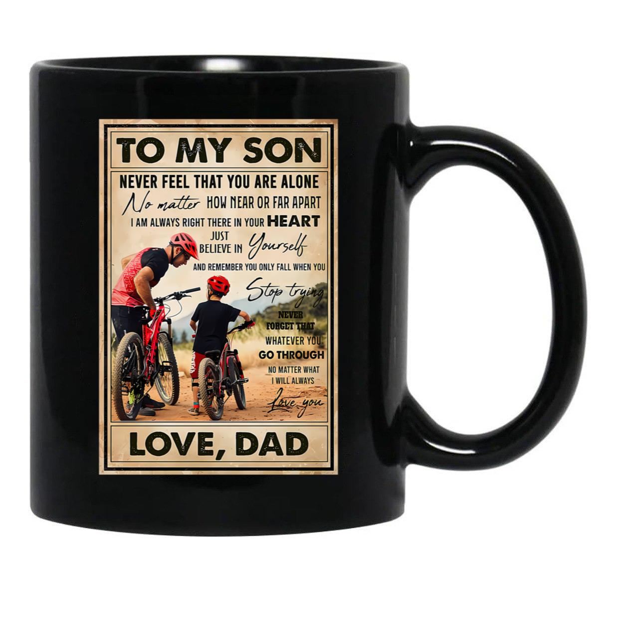 Cycling Son And Dad Art Black Coffee Mug - Black