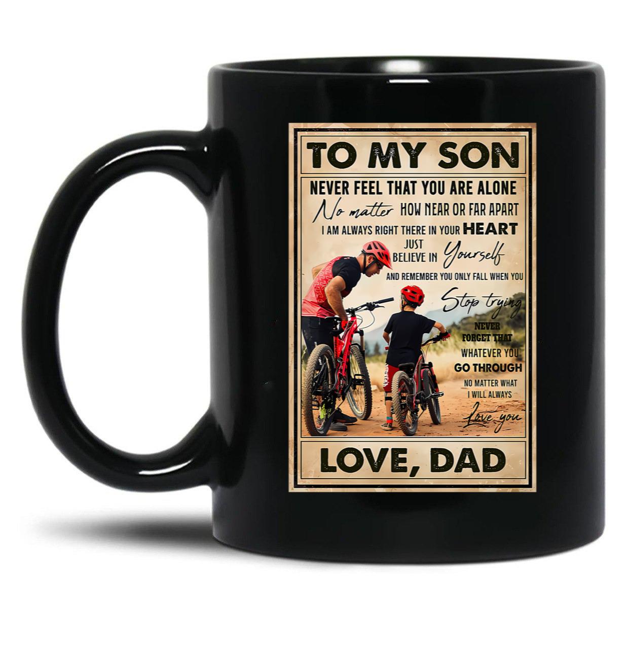 Cycling Son And Dad Art Black Coffee Mug