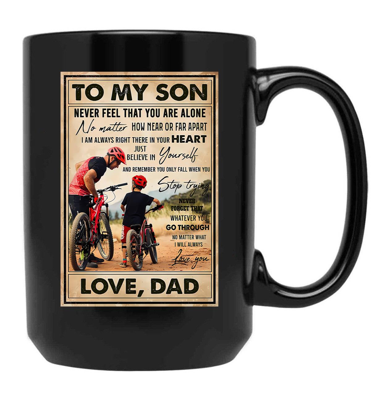 Cycling Son And Dad Art Black Coffee Mug - Black
