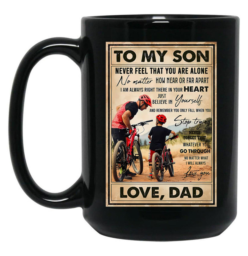 Cycling Son And Dad Art Black Coffee Mug