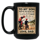 Cycling Son And Dad Art Black Coffee Mug