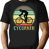 Cycopath - Funny Cycling Lover Pun Vintage Retro Sunset T-Shirt for Men & Women, T-Shirts Graphic Tee - Black