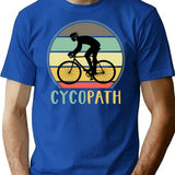 Cycopath - Funny Cycling Lover Pun Vintage Retro Sunset T-Shirt for Men & Women, T-Shirts Graphic Tee - Blue